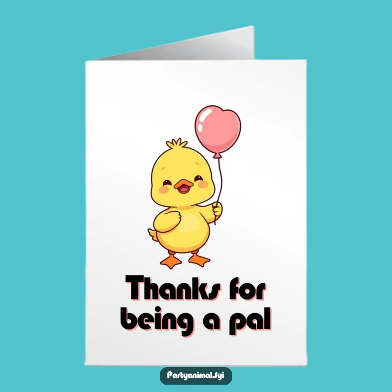 Free Printable Thank You Card: Cheerful Duck Balloon Gratitude Downloadable Gift