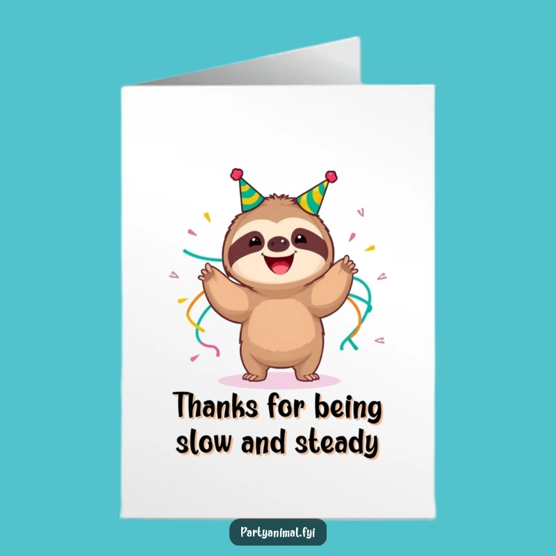 Free Printable Thank You Card: Sloth Shimmy Slow, Grateful Downloadable for Chill Thanks