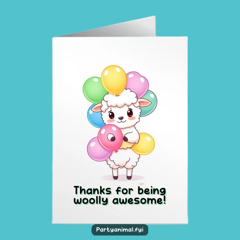 Free Printable Thank You Card: Grateful Sheep & Balloons, A Sweet Downloadable Thank You