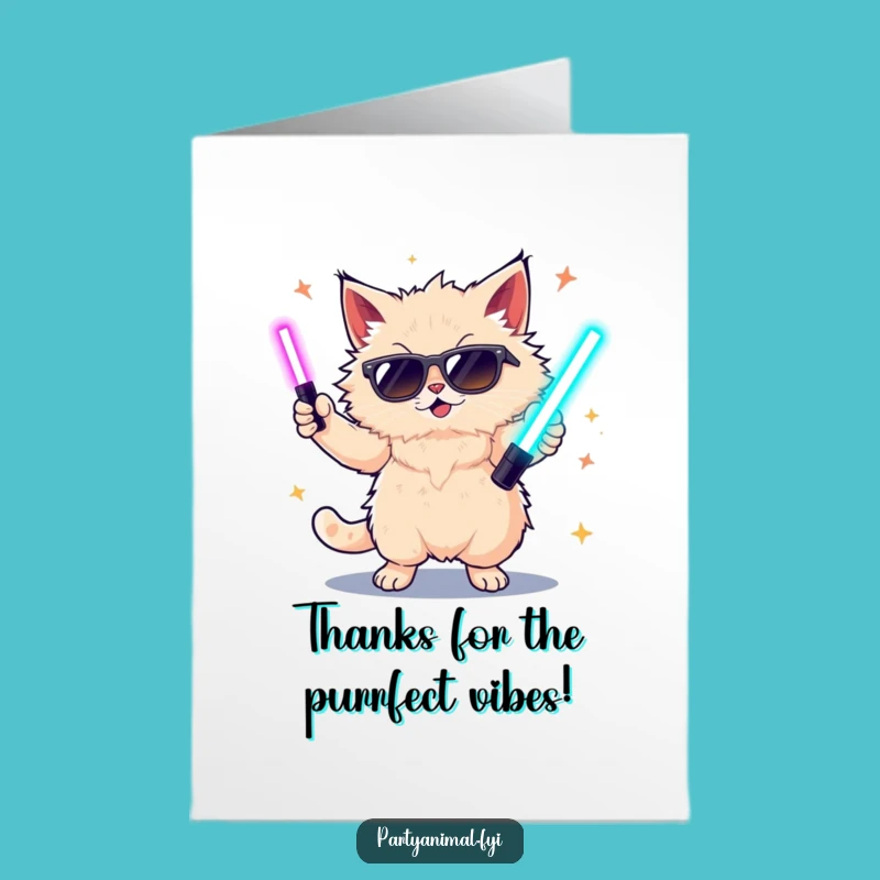 Free Printable Thank You Card: Groovy Cat Expressing Gratitude