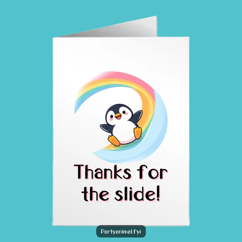 Free Printable Kawaii Penguin Thank You Card: Slide into Gratitude!