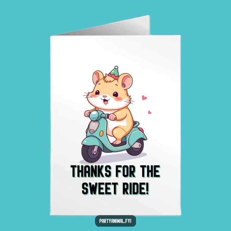 Free Printable Hamster Scooter Card: Speedy Thank You Downloadable Gift for Appreciation