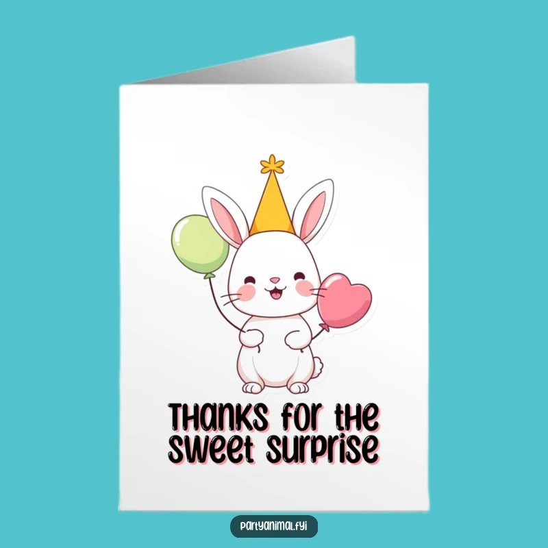 Free Printable Thank You Card: Cheerful Rabbit Thanks Funny Downloadable
