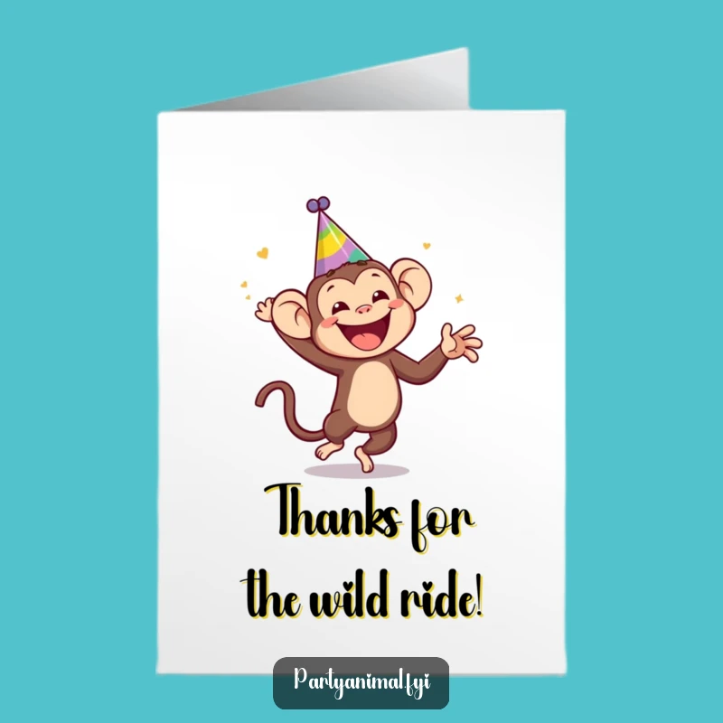 Free Printable Thank You Card: Monkey Dancing Wildly, Hilarious Downloadable for Grateful Giggles