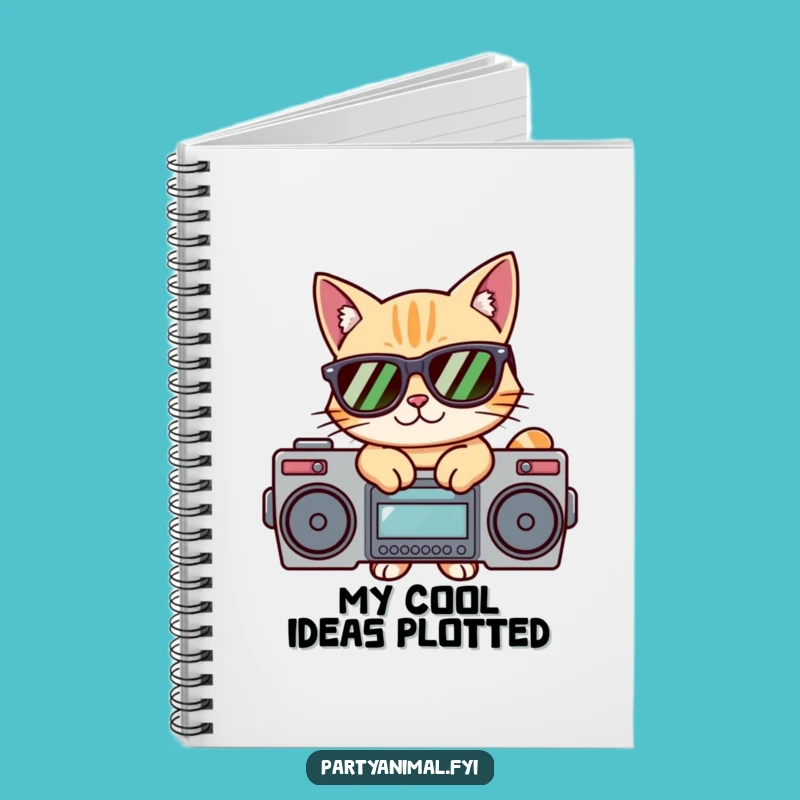 Funny Cool Cat Boombox Notebook - Hilarious Journal for Cool Ideas
