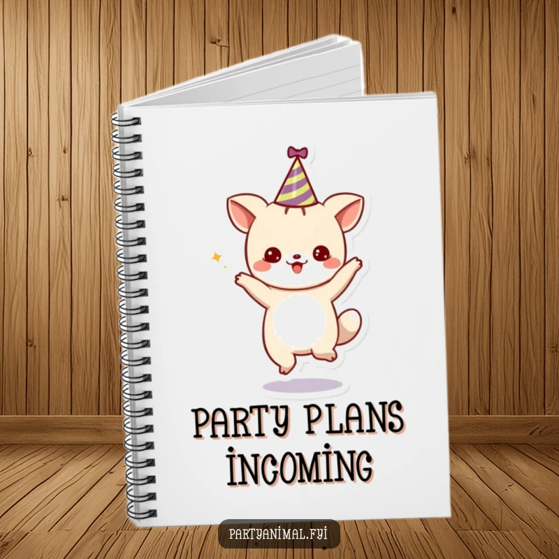 Funny Notebook: A cute animal character dancing in a party hat, perfect for planning parties and jotting down festive ideas.