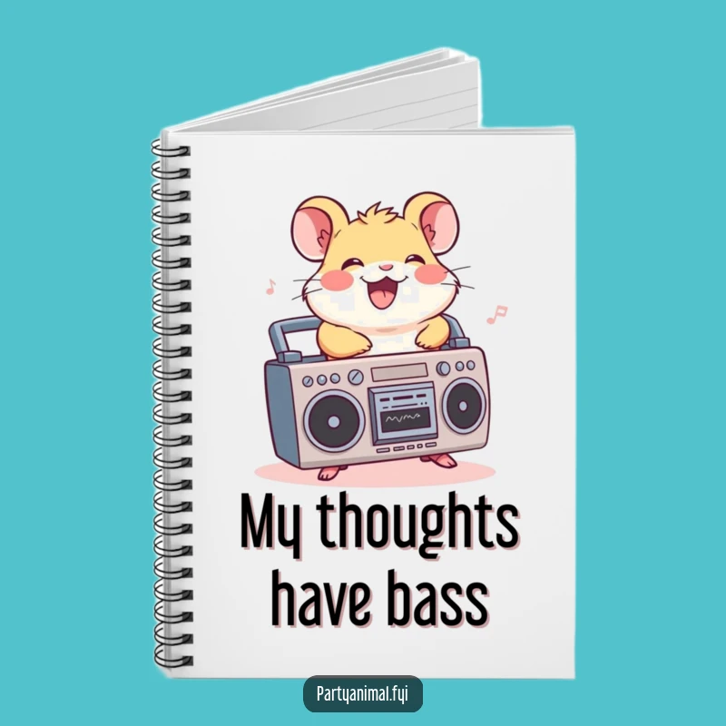 Funny Hamster Boombox Notebook: Cheerful Rider for Musical Notes