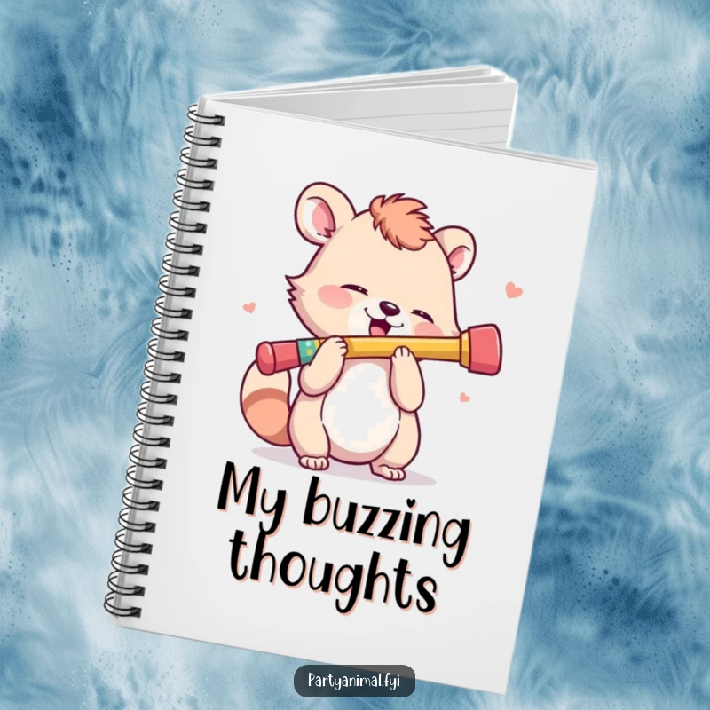 Funny Notebook: An animal character enthusiastically plays a tiny, colorful kazoo, inspiring musical creativity.