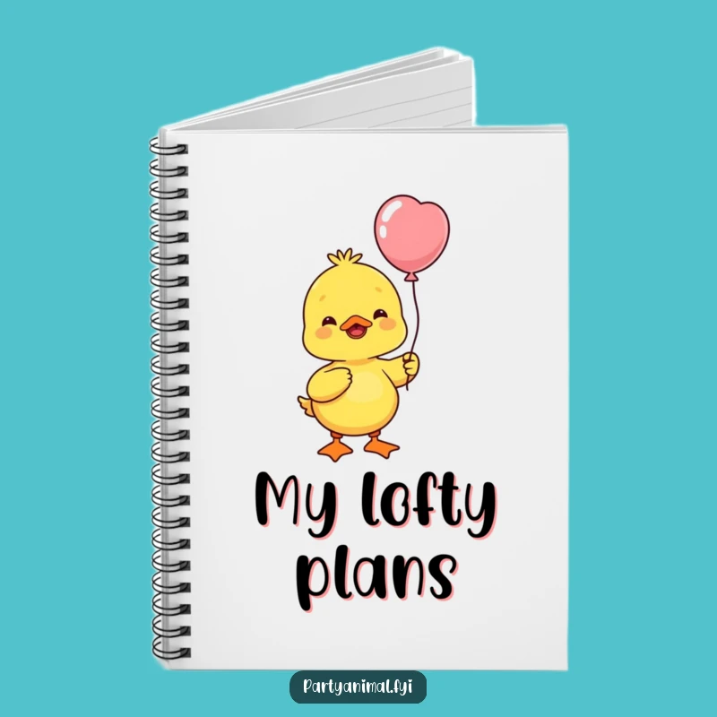 Funny Yellow Duck Balloon Notebook - Cheerful Journal Gift