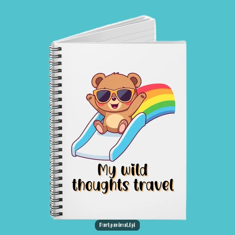 Funny Bear Sunglasses Notebook - Joyful Rainbow Slide Journal & Gift