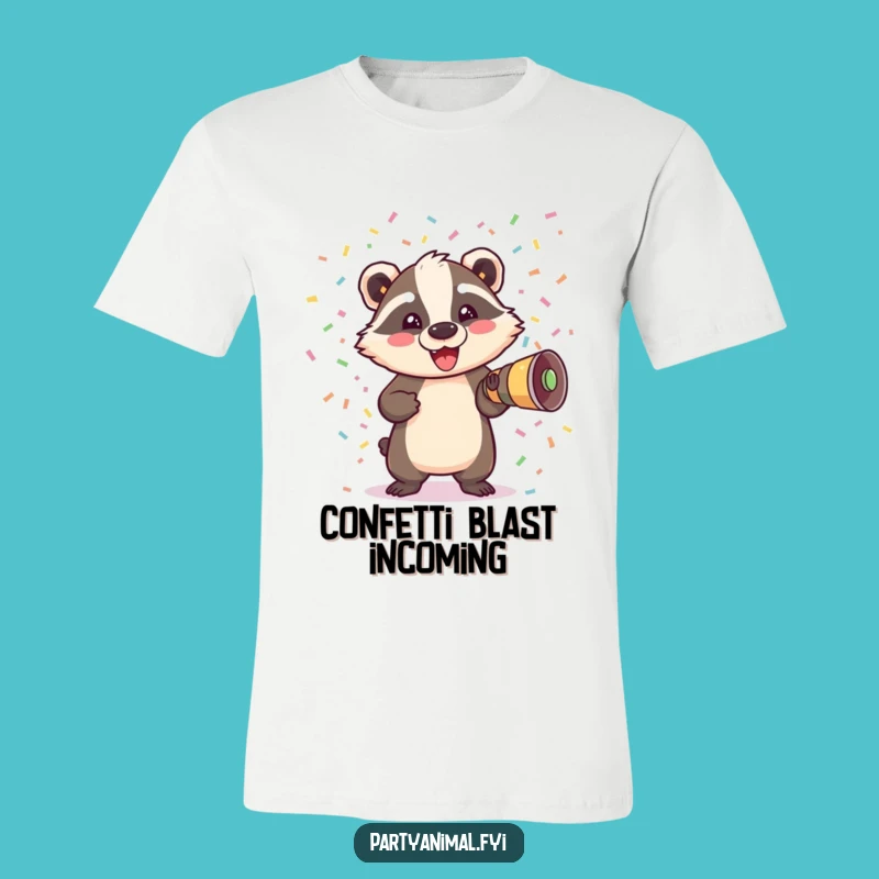 Funny Badger Confetti Cannon T-Shirt: A Hilarious Burst of Fun