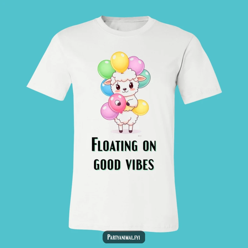 Funny Sheep Balloon Tee: Wearable Fun with a Balancing Sheep Character