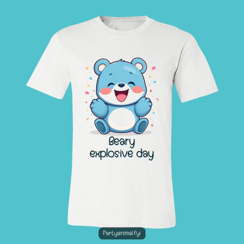 Funny Blue Bear Confetti T-Shirt - Festive & Playful Apparel Gift