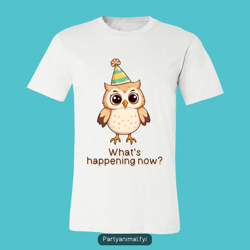 Funny Owl Party Hat T-Shirt: Wear Your Curiosity with Humor