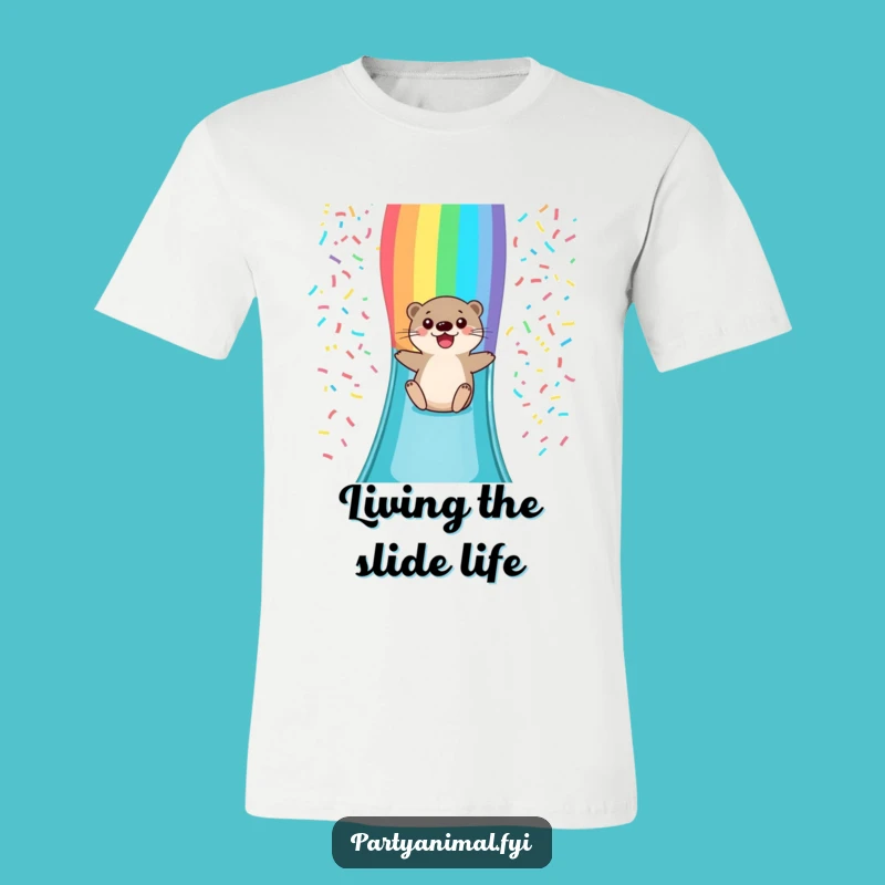 Funny Otter Rainbow Slide T-Shirt: Wearable Joy and Laughter