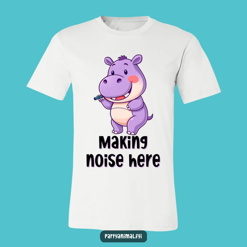 Funny Hippo T-Shirt: Party Twirl Action, Joyful Celebration, Ideal Funny Gift