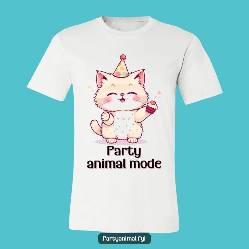 Funny Cat Juggling T-Shirt - Party Hat Cupcake Tee, Ideal Funny Gift for Felines Fans