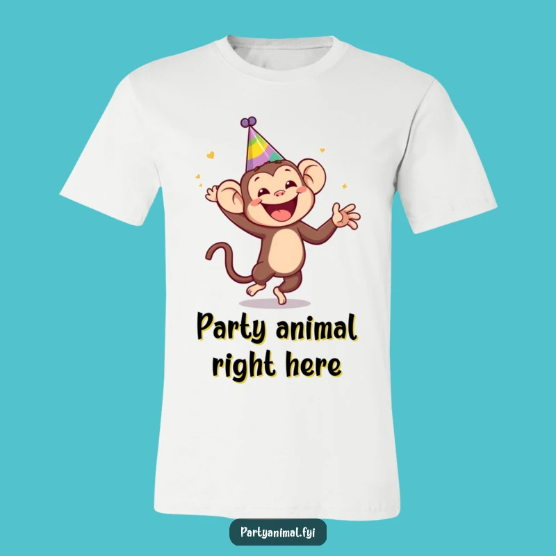 Funny Monkey Party Hat T-Shirt: Wildly Dancing Primate Fun Gift Tee