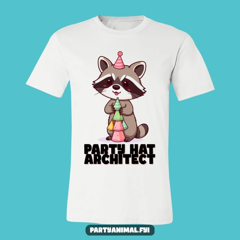 Funny Raccoon T-Shirt: Party Hat Stacker - Hilarious Bandit Style Gift!