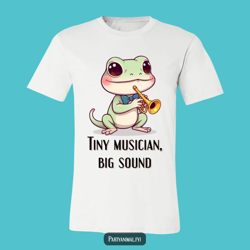Funny Gecko Trumpet T-Shirt: Wear Your Smooth Moves with Musical Style