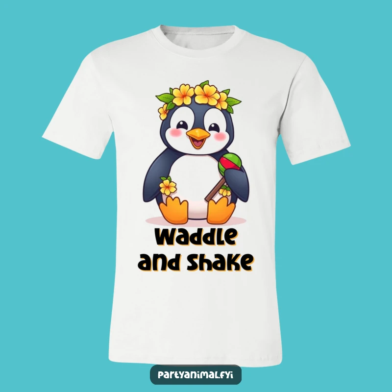 Funny Penguin Lei T-Shirt: Tropical Party Fun Tee, Hilarious Bird Lover Gift