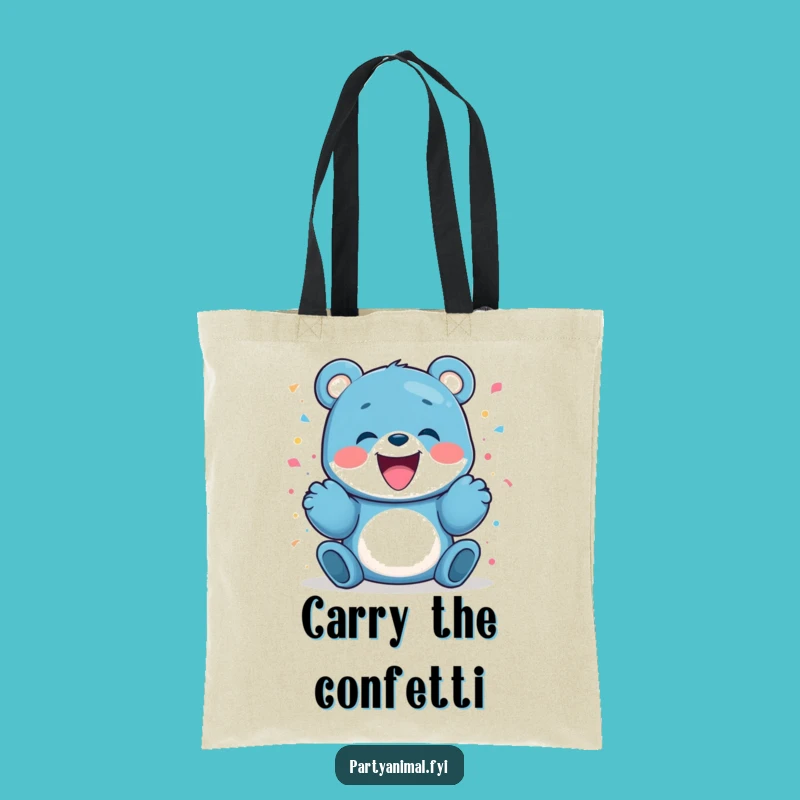 Funny Blue Bear Confetti Tote Bag - Festive Accessory Gift Idea