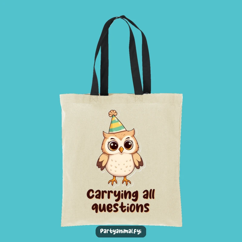 Funny Owl Party Hat Tote Bag: Carry Your Curiosity in Style