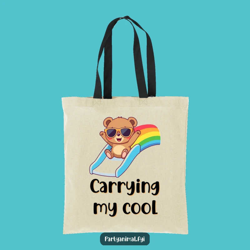 Funny Bear Sunglasses Tote Bag - Chic & Fun Rainbow Slide Accessory Gift