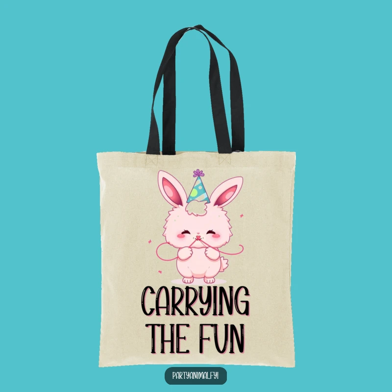 Funny Pink Bunny Party Tote Bag - Festive Accessory Gift Idea