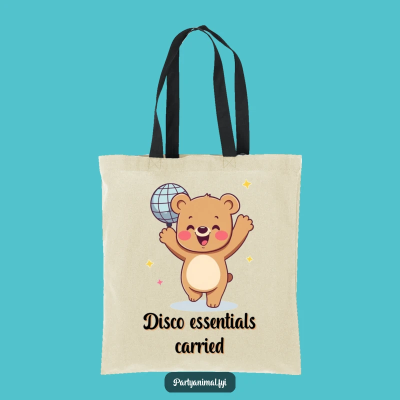Funny Dancing Bear Disco Ball Tote Bag - Stylish & Fun Accessory