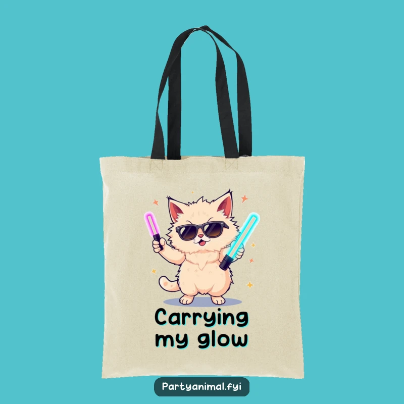 Funny Cat Dancing Tote Bag: Glow Stick Party Essential, Stylish & Hilarious Gift