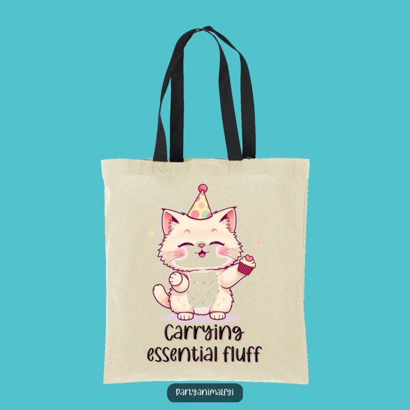Funny Cat Juggling Tote Bag - Party Hat Cupcake Carryall, Great Funny Gift