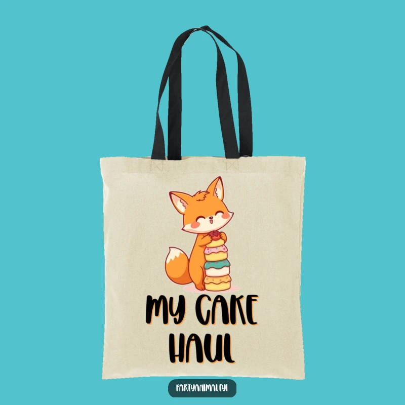 Funny Fox Baker Tote Bag: Cute Orange Fox Balances Cake Stack, Ideal Gift