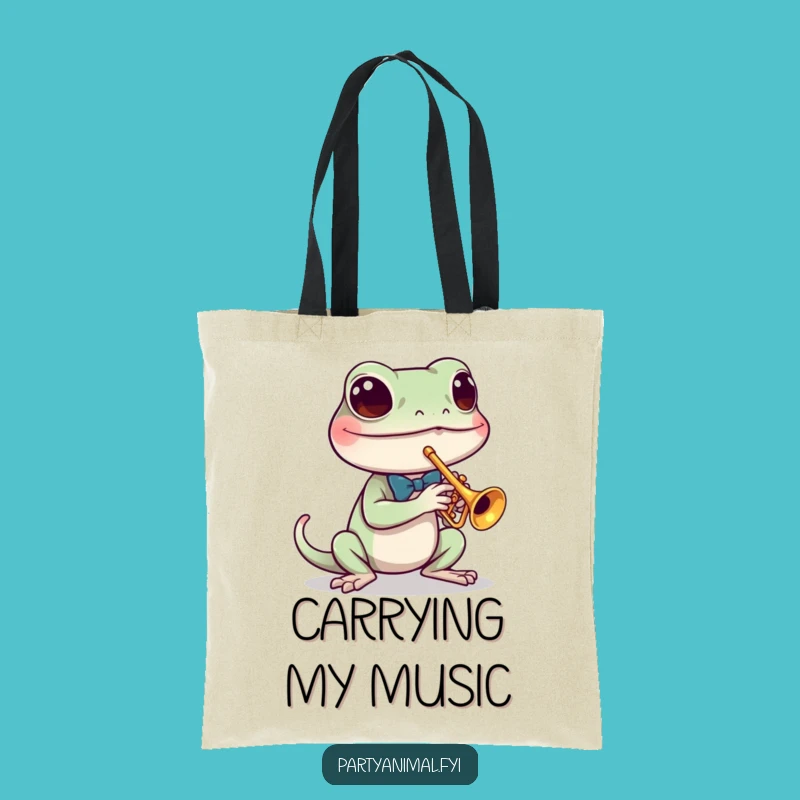 Funny Gecko Jazz Tote Bag: Carry Your Tunes and Essentials in Style
