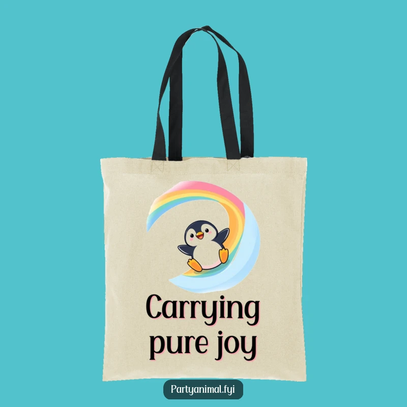 Funny Kawaii Penguin Rainbow Slide Tote Bag: Practical and Humorous Gift!