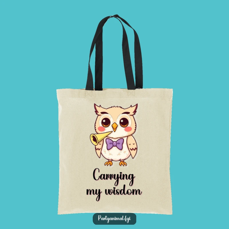Funny Owl Party Tote Bag - Bow Tie Horn Blower Carryall, Great Funny Gift