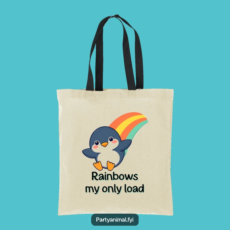 Funny Penguin Rainbow Slide Tote Bag - Stylish & Adventure Accessory