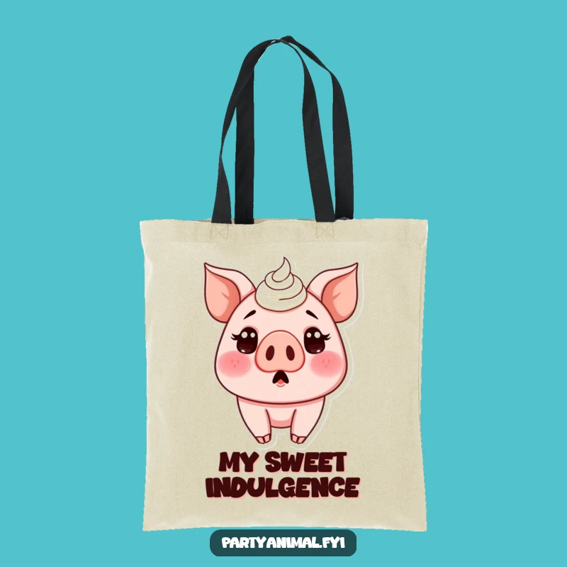 Funny Pig Frosting Tote Bag - Sturdy & Hilarious Shopping Gift for Foodies