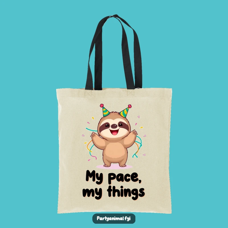 Funny Sloth Tote Bag: Party Streamer Slow Shimmy Gift