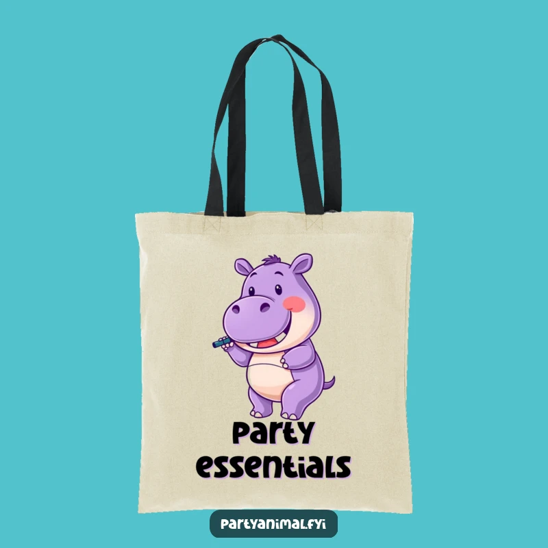 Funny Hippo Tote Bag: Party Ready, Carry Your Fun, Perfect Funny Gift